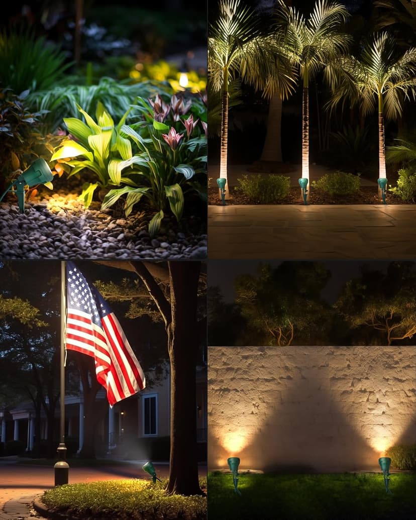 DEWENWILS 120V Spotlight Outdoor, 400LM Waterproof LED Spot Light with 3 Extra Lenses (Red Yellow Green), Landscape Lighting for Holiday, Trees, 5FT Extension Cord, UL Listed