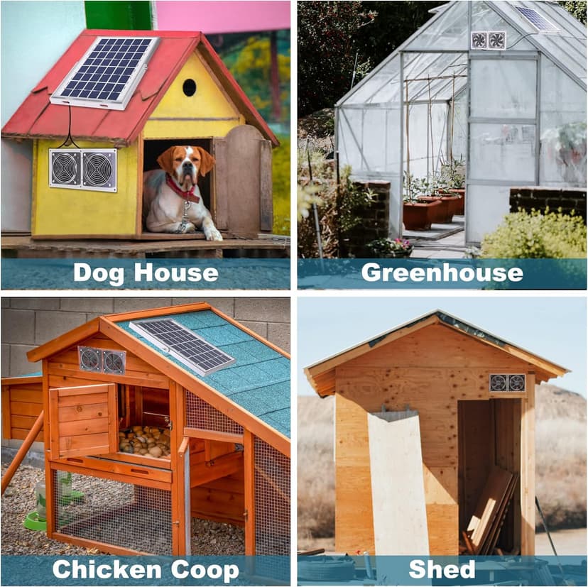 SOLPERK Solar Fan for Greenhouse, 10W Solar Powered Fan for Chicken Coop, Waterproof Solar Exhaust Fan for Shed with 11.8ft/3.6m Cable