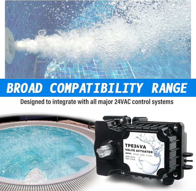 TPE24VA 24-volt Valve Actuator Control, Universal Motorized Pool Spa Valve Actuator 24V, Control Water Flow