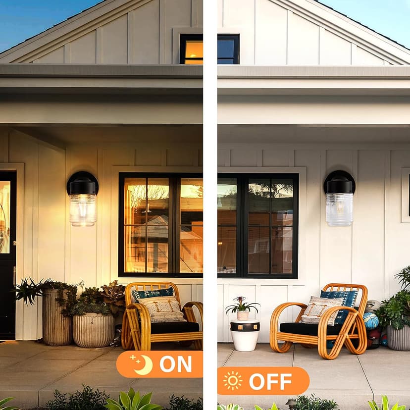 2 Pack Outdoor Wall Lantern, Exterior Waterproof Wall Sconce Light Fixtures, Black Front Door Lighting with Clear Glass Shade, Anti-Rust E26 Socket Porch Lights for Entryway