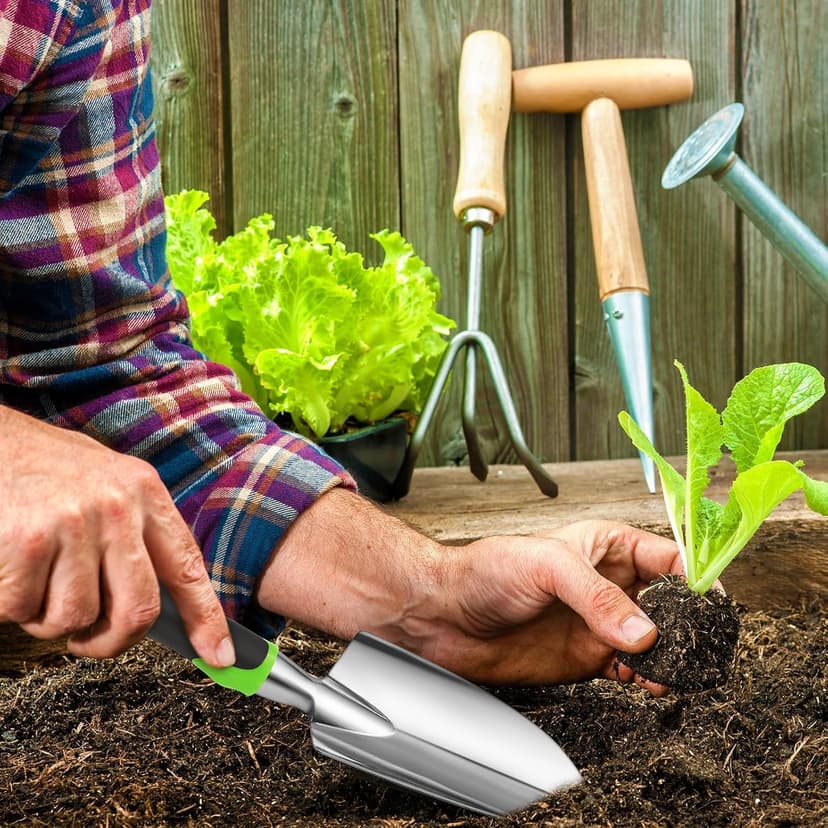 Product Image Yaocom Garden Shovel Aluminum Alloy Heavy Duty Trowel Garden Tool Small Shovels for Digging Metal Hand Trowel Spade with Soft TPR Handle for Lawn Yard Farm Home Shop Planting(12 Pcs)