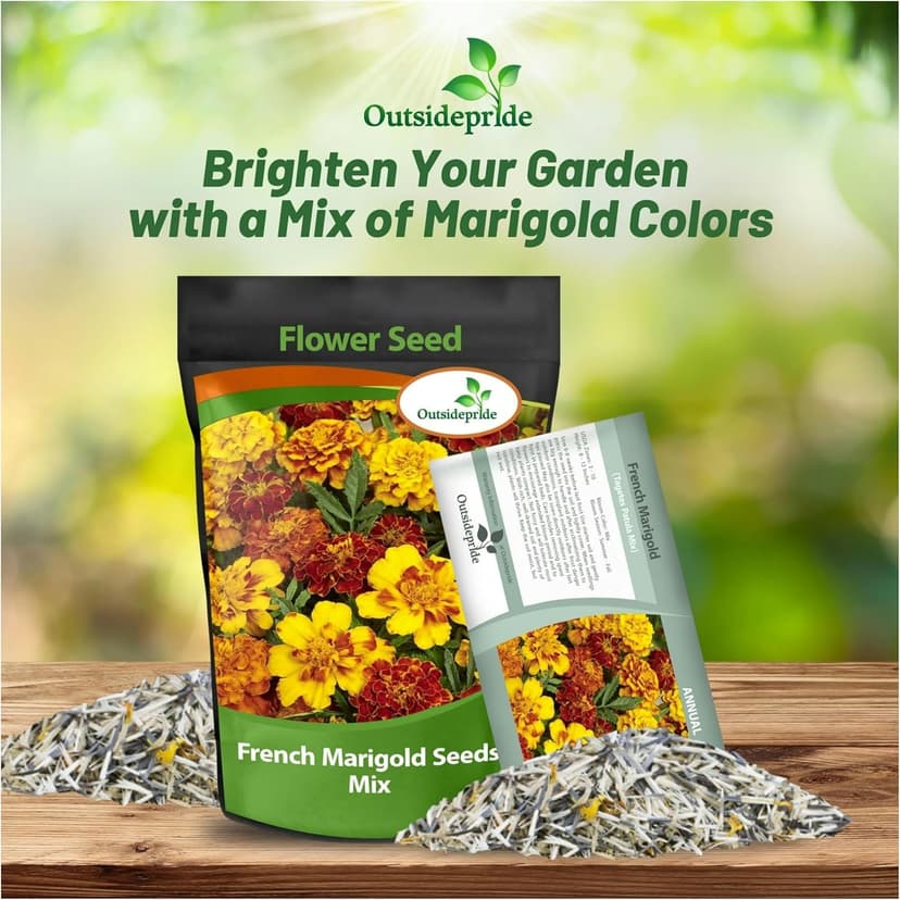 Outsidepride French Marigold Seeds Mix - 1000 Pcs Annual, Compact, Heat & Drought Tolerant Flower Seeds for Planting w/Orange & Yellow Prolific Blooms, Ideal for Vibrant Pollinator Gardens