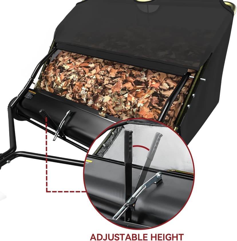 YITAMOTOR 42" Tow Behind Lawn Sweeper Leaf Collector Pull Behind Grass Sweeper Large Hopper Black