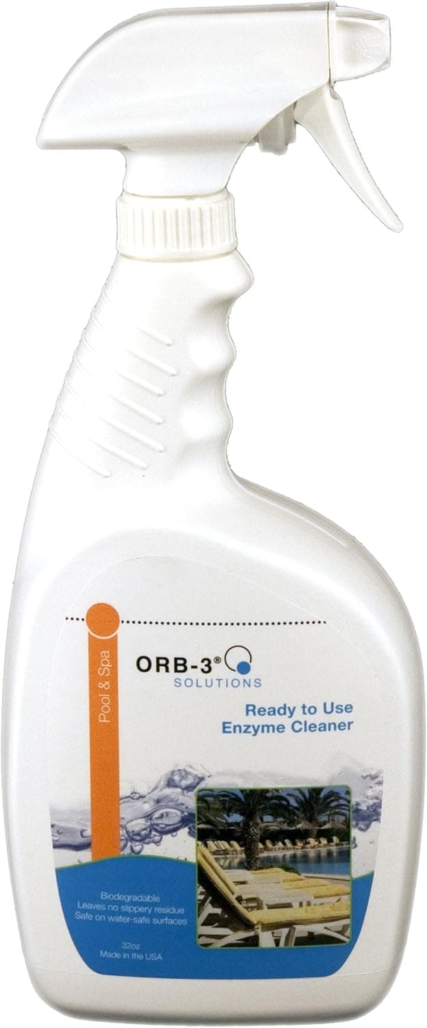 A011-J5R-1Qspry Ready-to-Use Enzyme Cleaner Spray Bottle for Pools, 1-Quart, Translucent light yellow liquid