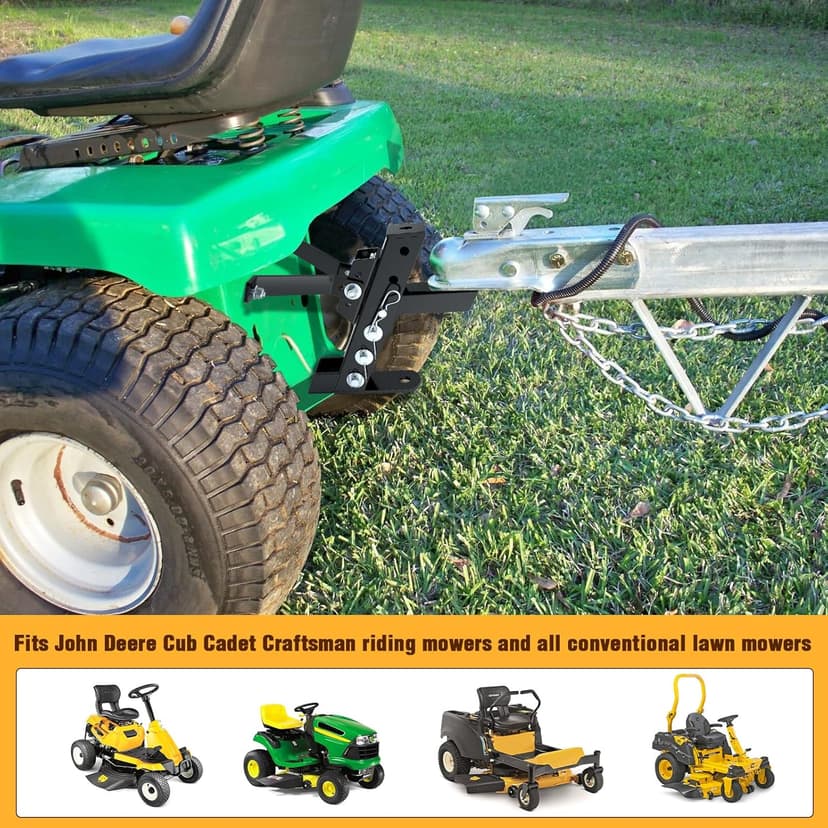 Eapele Adjustable Trailer Hitch for Lawn Mower, Garden Tractor Trailer Hitch, Compatible with John Deere Ariens Cub Cadet Poulan Pro Husky Husqvarna Craftsman Riding Mower