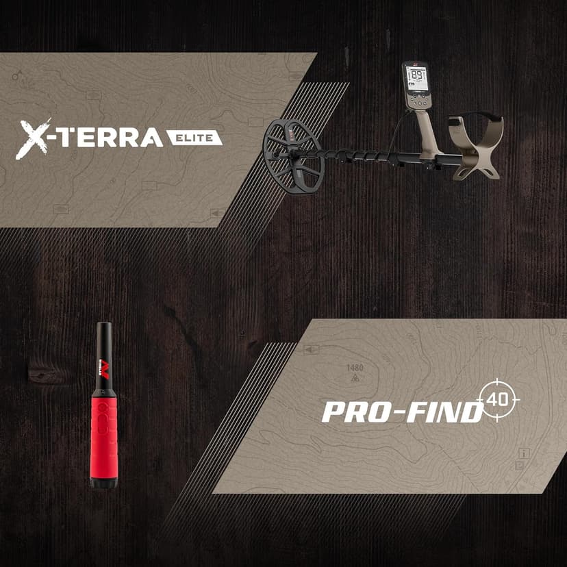 MINELAB X-Terra Elite Bundle, Waterproof, All Terrain Metal Detector for Adults, Multi-IQ Precision Targeting with Simultaneous Multi-Frequency Technology, Includes PRO-FIND 40 Pinpointer