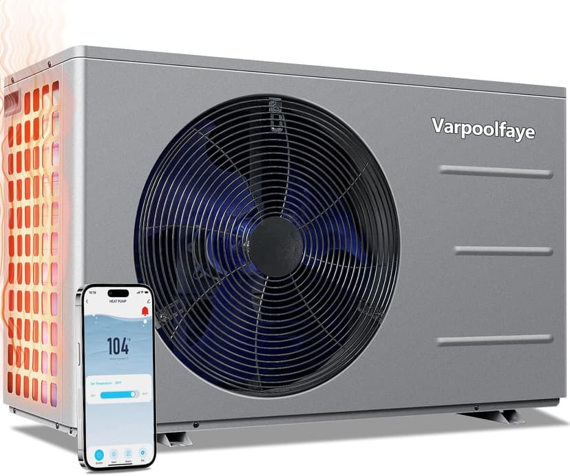 Electric Pool Heater for Inground Pool 30000 BTU Swimming Pool Heater Pump Above Ground Pool Heater 120V 8000 Gallon Heating or Cooling WiFi Control Schedule