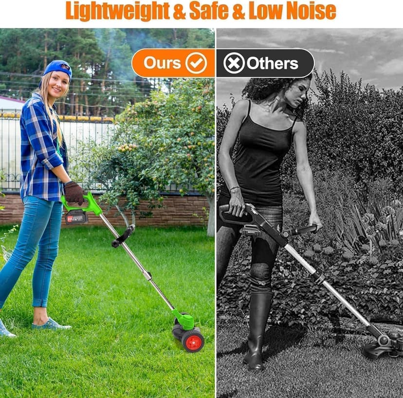 Cordless Weed Wacker Electric Weed Wacker Battery Powered with 21V 4.0Ah Battery Operated Grass Trimmer 3 in 1 Weed Trimmer Lawn Edger Brush Cutter for Lawn Garden Pruning Trimming