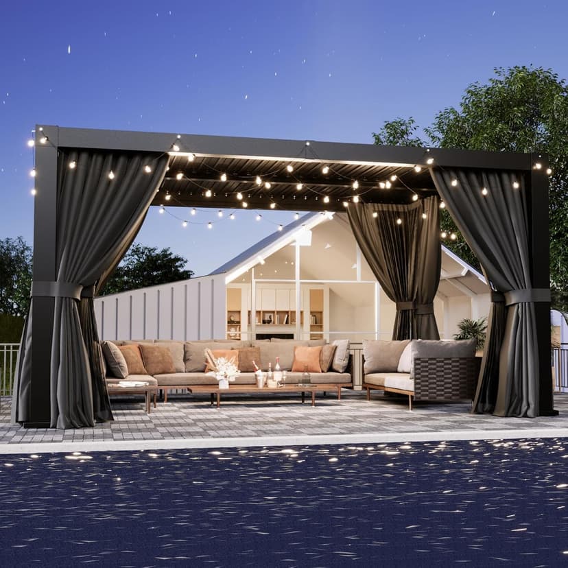 Aoxun Louvered Pergola 10' x 12' Outdoor Aluminum Pergola with Adjustable Top for Decks, Gardens and Backyards, Gray