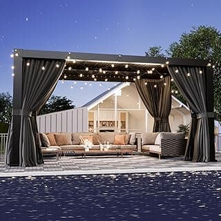 Aoxun Louvered Pergola 10' x 12' Outdoor Aluminum Pergola with Adjustable Top for Decks, Gardens and Backyards, Gray