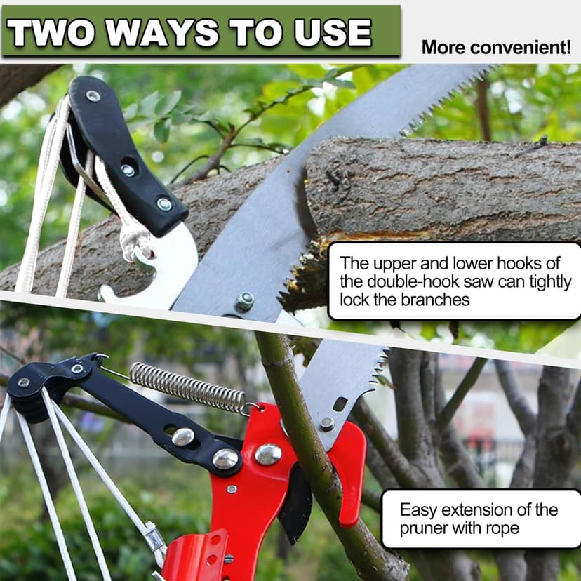 13ft Pole Saws for Tree Trimming, Lightweight Stainless Steel Tree Trimmers Long Handle Pruner, Tree Pruner Extendable, Manual Pole Cutter for Yard Garden Patios Trees Branches Cutting