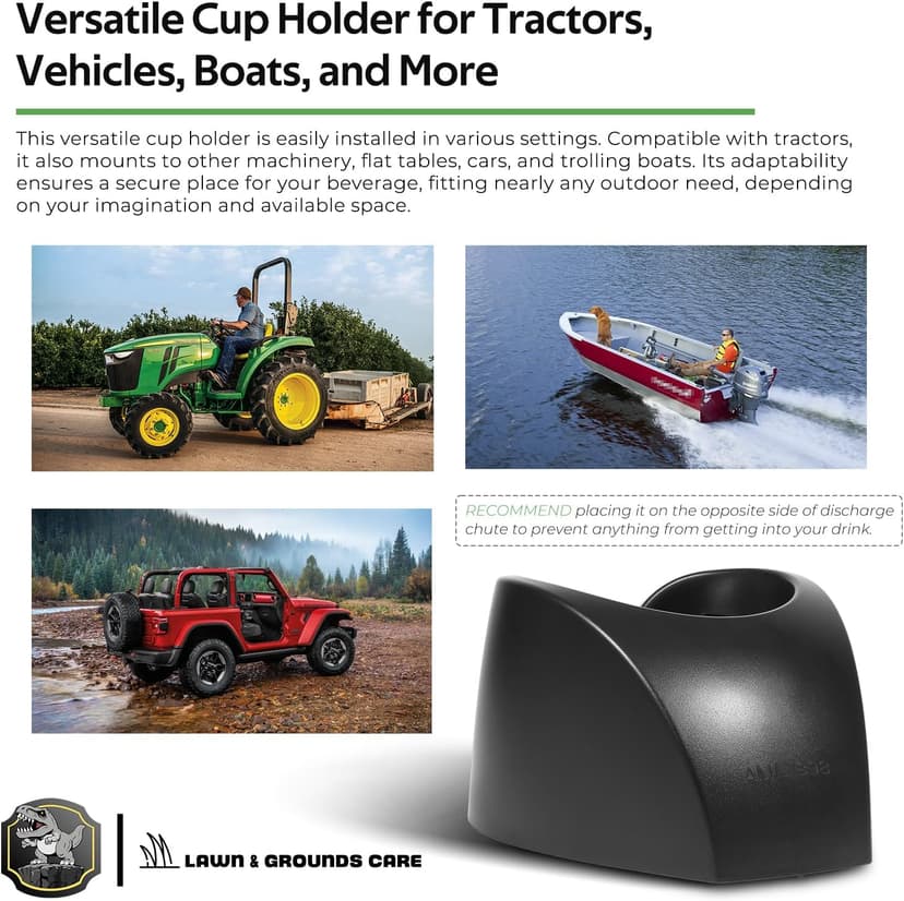 Versatile Cup Holder for Lawn Tractors and Outdoor Machinery, Secure and Convenient for Most Beverages, AM131898, Black