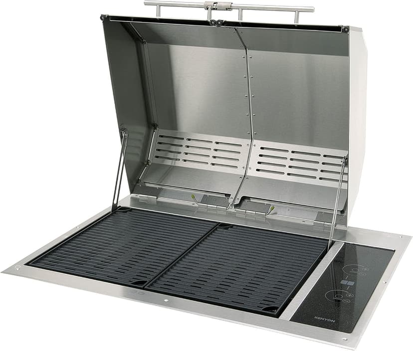 KENYON Texan Built-In Electric Grill, UL-Approved For Indoor And Outdoor Use, Stainless Steel Body, Rust-Proof Grill, Quick Heat Up, Alternative For Gas And Charcoal Grill, Dishwasher Safe Grates