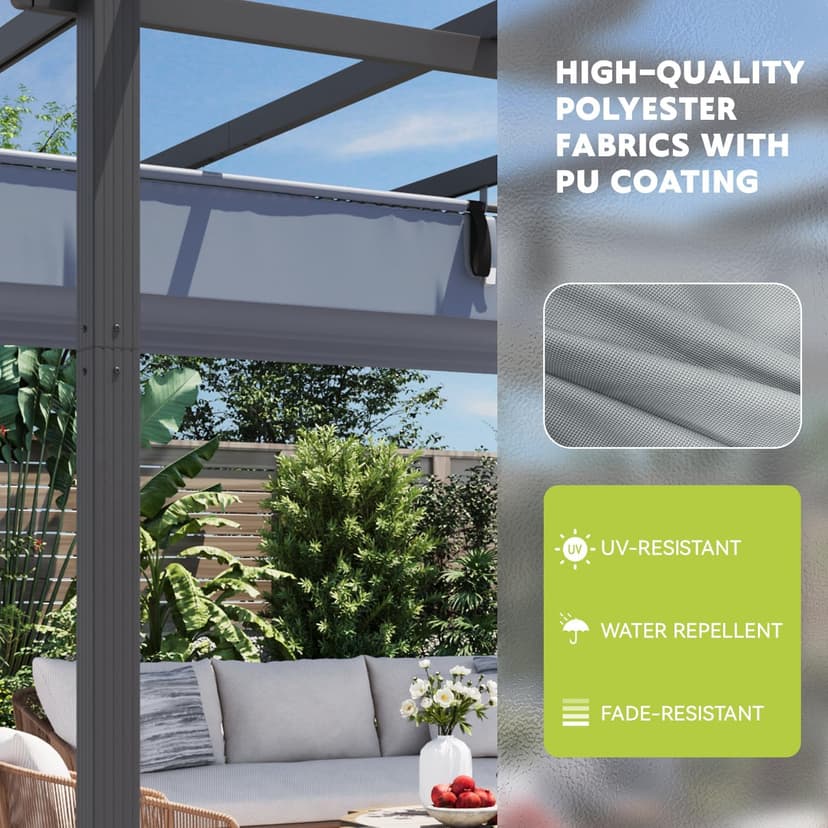 EROMMY Outdoor Retractable Pergola 10' x 13', Outdoor Aluminum Freestanding Shelter with Adjustable Sun Shade Canpoy for Patios, Dark Gray