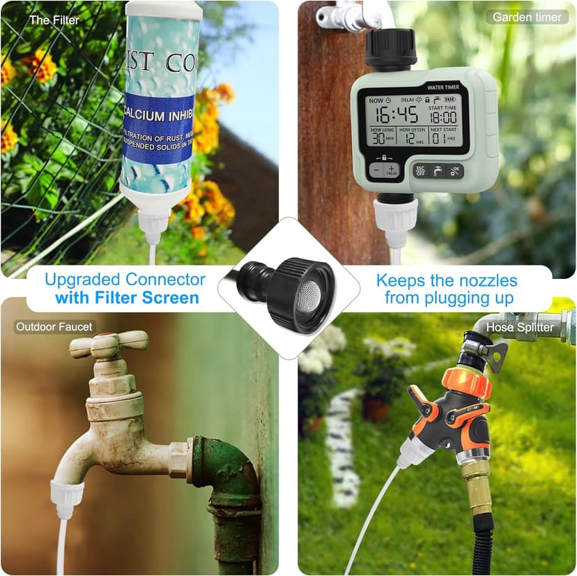 Misters for Outside Patio,Misting System for Cooling Outdoor,50Ft (15M),Water Mist Hose DIY Kit for Porch,Canopy,Deck,Umbrella,Garden,Greenhouse,Yard,Plants,Trampoline Sprinkler Accessories for Kids