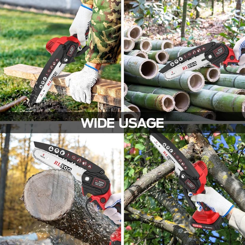 Mini Chainsaw, 6 Inch Mini Chainsaw Cordless, 2024 Upgraded Portable Handheld Small Chain saw for Wood Cutting, Tree Trimming, Courtyard, Household, and Garden (Includes 2 Batteries and 3 Chains)