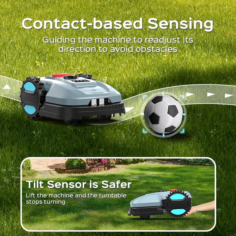 Robotic Lawn Mower, Smart Robot Lawnmower with Obstacle Avoidance, Scheduled Cutting, Self-Charging, Height Adjustment, Ideal for Small to Medium Lawns (Up to 4300 sq.ft)