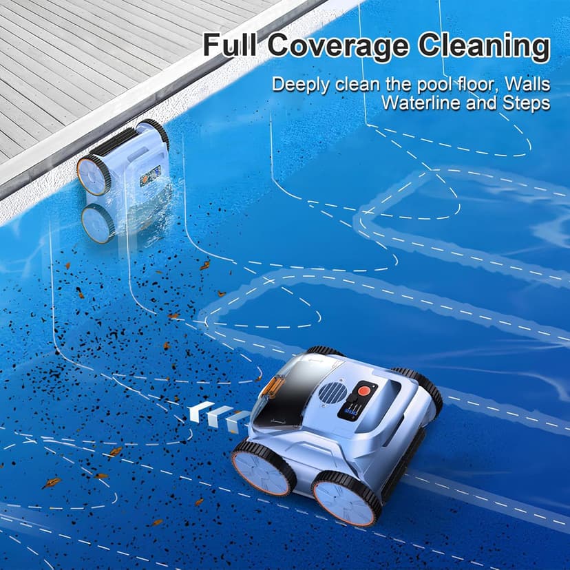 (2025 New) Robotic Pool Vacuum, Robotic Pool Cleaner for Inground Pools, Smart Navigation, Floor/Wall/Waterline Cleaning, 180 Mins Runtime for Pool Up to 2100 Sq.ft