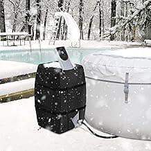 Bitubi Hot Tub Spa Heater Pump Winter Cover, Waterproof Heavy Duty Hot Tub Insulated Pump Cover with Plush Lining for Most Inflatable Hot Tub Spa Heater Pump on Market (Black,Cover only)