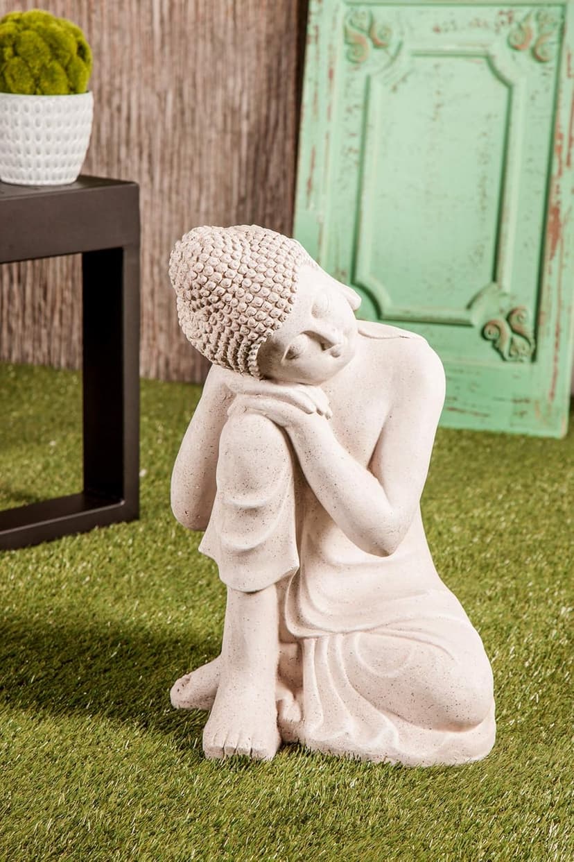 Deco 79 Magnesium Oxide Buddha Decorative Garden Sculpture Indoor Outdoor Meditating Garden Statue, Outdoor Sculpture 13" x 13" x 20", Gray