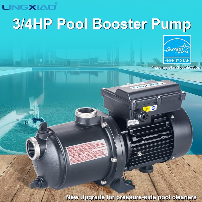 Pool Booster Pump 3/4 HP for Pressure Pool Cleaners PB460 180-480, EC-LA01N, OEM Booster Pump 3/4 HP, 115V or 230V, 60PSI, Energy Star Specification - Black