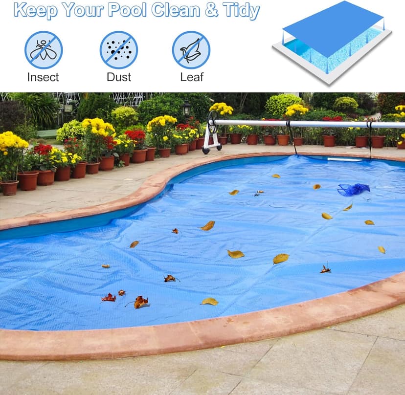 S AFSTAR 20ft x 40ft Pool Cover, Rectangle Swimming Pool Cover with Carry Bag, Waterproof & Dustproof Heavy Duty Pool Cover, 12-MIL Heat Retaining Pool Solar Blanket for Above-Ground & In-Ground Pools