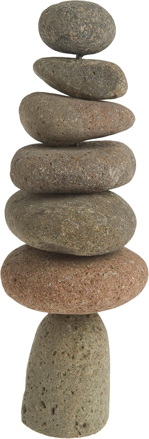 Ancient Graffiti Large 7-Stone Natural River Stone Cairn, 11 inches