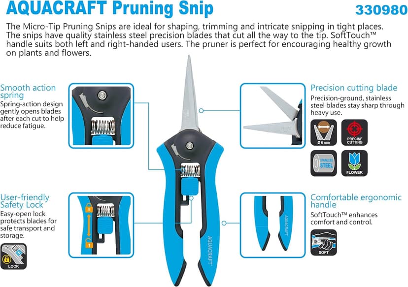6.5” Gardening Tools Trimmer Pruning Snip, Pruning Scissors with Straight Stainless Steel Precision Blades