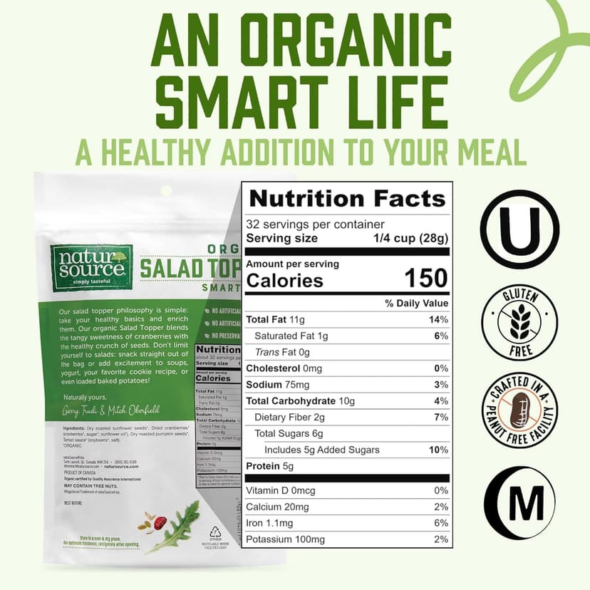 naturSource Organic Salad Topper - Salad Toppings, Salad Mix, Salad Toppers Seeds and Cranberries (32 Ounce (Pack of 1))