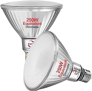Explux 250 Watt Equivalent PAR38 LED Flood Light Bulbs, Super Bright 3300 Lumens, Dimmable, Full-Glass Outdoor Waterproof & Anti-Ageing, 5000K Daylight Spotlight, 2-Pack