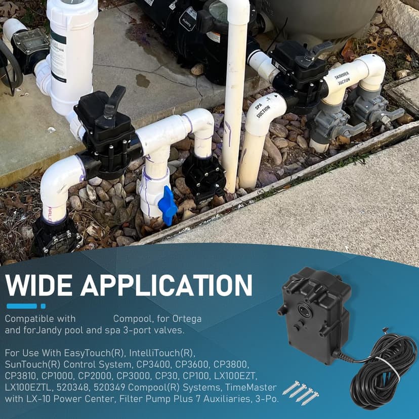 Replace Part for 263045 CVA-24T Valve Actuator 180 Degree Rotation, 24 Volt AC Pool and Spa Actuator Compatible with Compool, for Ortega and for Jandy 3-Port valves