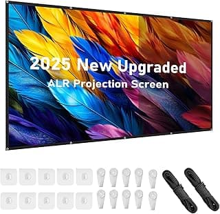 ALR Projection Screen, 4K Movie Projector Screen 16:9 HD Foldable Anti-Crease Portable Projector, Movies Screen for Home Theater Outdoor Indoor Support Double Sided Projection (120in Pro)