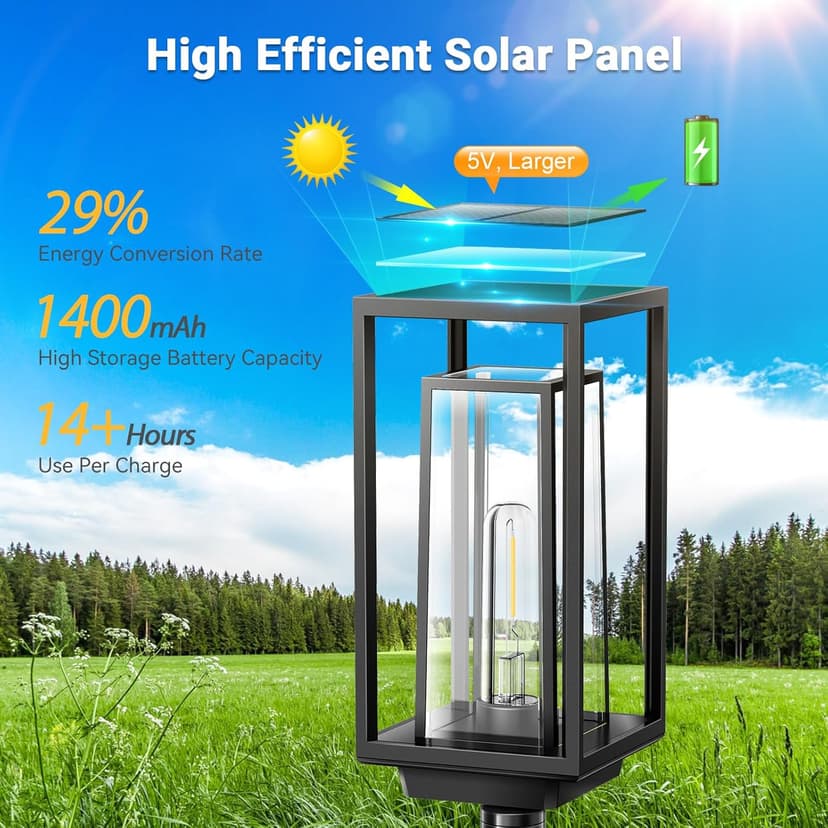 Bright Solar Pathway Lights Outdoor, Large Panel Solar Lights Waterproof, Auto On/Off, Over 12 Hours Runtime, Garden Light, Lighting for Path Yard Walkway Driveway Decor, 4 Pack