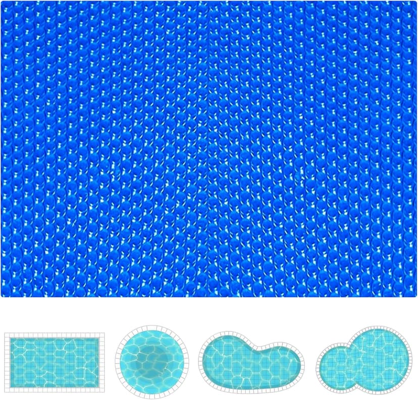 Evoio Solar Pool Covers, 12 x 24 Foot Solar Pool Blankets for Inground Above Ground Rectangular Swimming Pools, Heavy-Duty Floating Bubble Pool Hot Tub Spa Solar Covers Thermal Blanket (12 x 24 Ft)