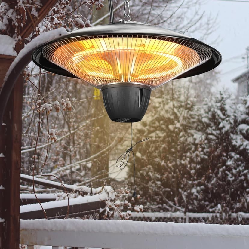 VEVOR Hanging Patio Heater, 1500W Outdoor/Indoor Electric Space Infrared Heater, IP34 Protection Ceiling Heater with 23.6 inch Pull Cord & 20 inch Adjustable Chain, for Porch,Patio,Dining Room,Studio