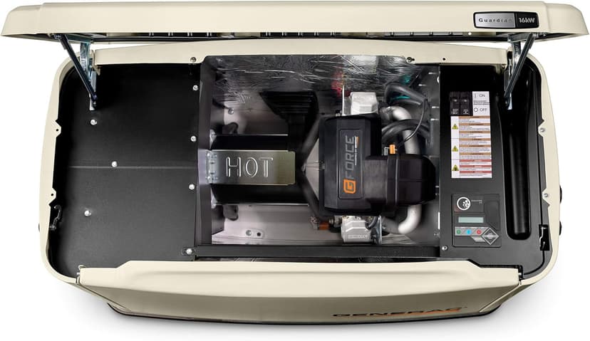 Generac Guardian 10kW Home Standby Generator with 100 Amp Transfer Switch, Durable All Aluminum, WiFi Enabled with G-Force Engine, Easy to Use, Whole House Power Backup, Smart Outage Solution - Bisque