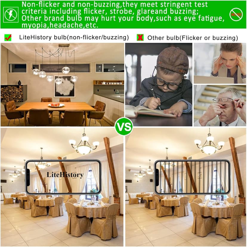 LiteHistory E26 LED Bulb 4W Equal E26 Edison Bulb 40 Watt Neutral White 4000K E26 Bulb Dimmable AC120V 400lm G16.5 Light Bulb led for Rustic Sputnik,Chandeliers,Vanity,Wall sconces Pack of 6