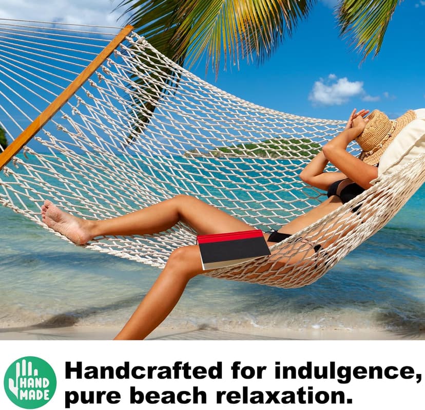 12ft Rope Hammocks, 46'' Wide Hardwood Spreader Bar (Beige, Twin)