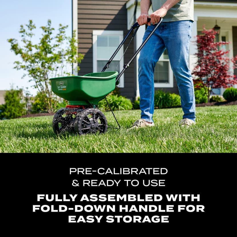 Scotts Turf Builder EdgeGuard Mini Broadcast Spreader for Seed,Fertilizer,Salt,Ice Melt, Holds up to 5,000 sq.ft. Product