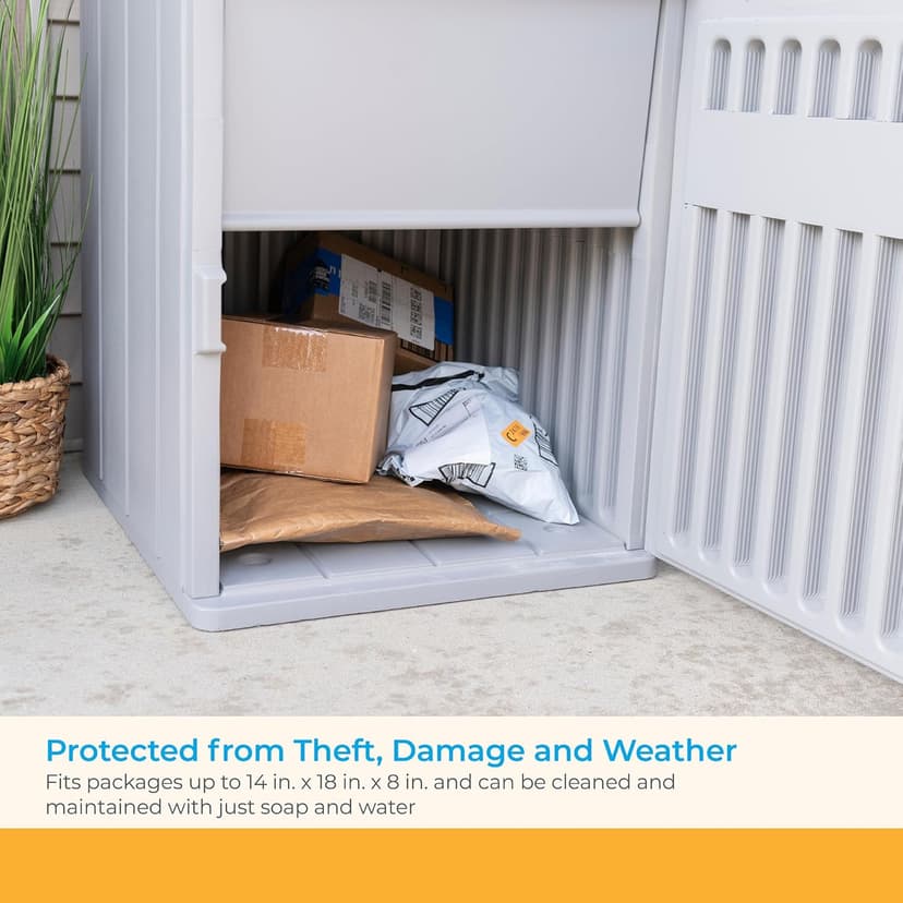 Suncast 33.5-Gallon Capacity Package Delivery Box, Parcel Drop Box with Lock, Weather Resistant Outdoor Storage Solution for Secure Package Deliveries, Made in USA