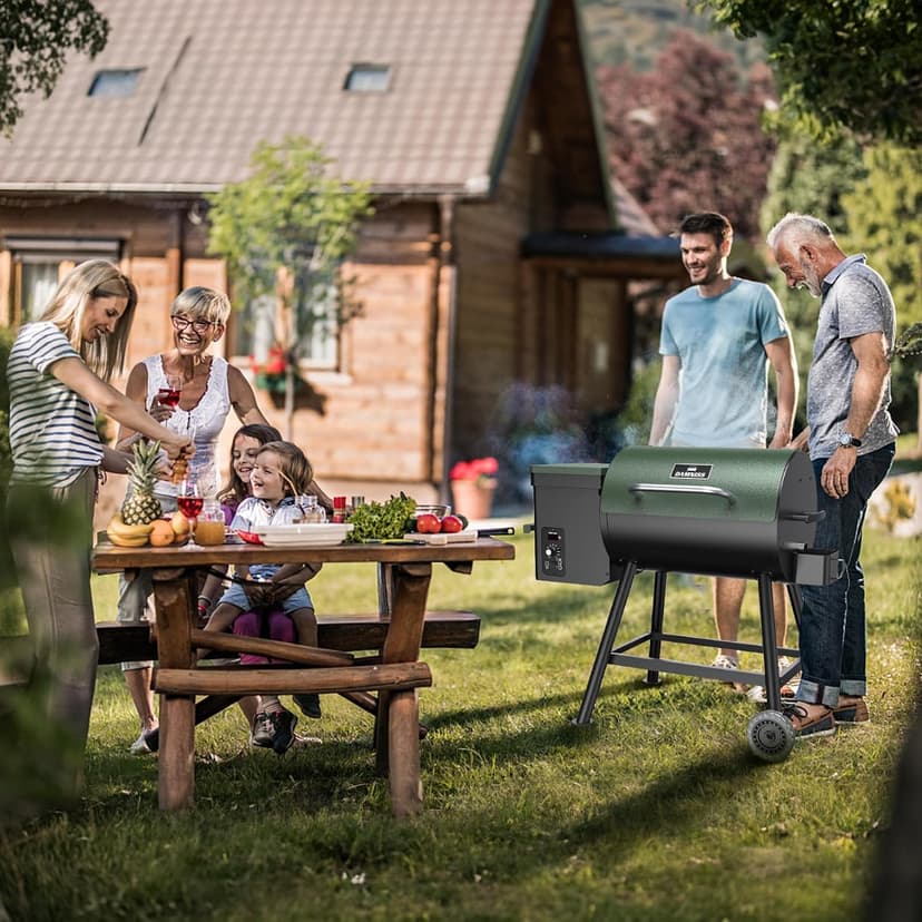 Grills DAPG-03 Electric Wood Pellet Smoker Grill, 456 SQ.IN Cook Area Pellet Grill with Auto Feed & PID Temperature Control (180-450°F), 8 in 1 BBQ Grill & Rain Cover for Backyard Outdoor