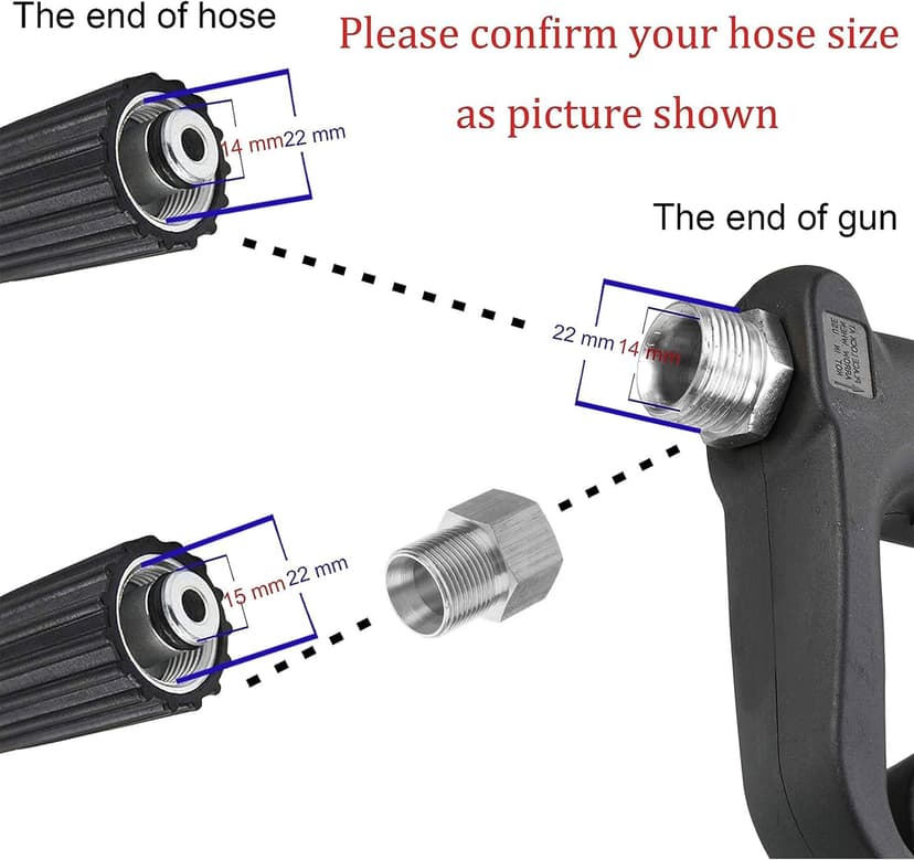 M MINGLE Replacement Pressure Washer Gun with Extension Wand, M22 15mm or M22 14mm Fitting, 5 Nozzle Tips, 40 Inch, 4000 PSI