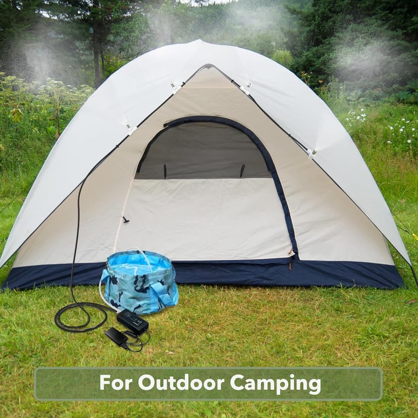 HAOWIN Portable Misting System with Water Pump, Triangle Bag and Foldable Bucket, DIY Mobile Misting Cooling System for Bike, Motorcycle, Canopy, Tent, Golf Cart, Boat, Camping, Hiking