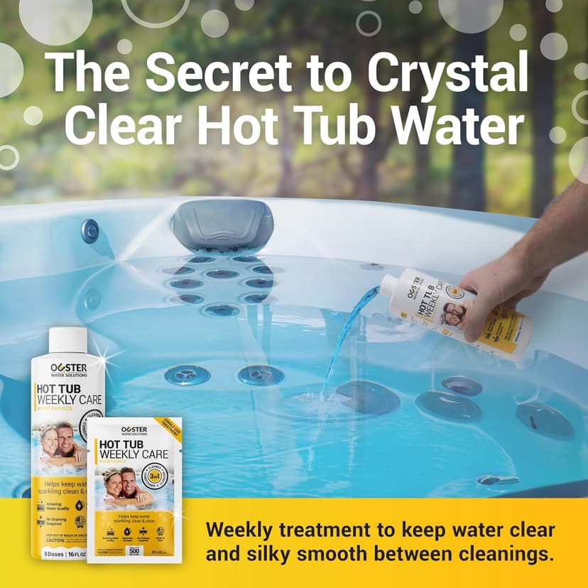 3in1 Weekly Hot Tub Cleaner, Conditioner, Clarifier - Hot Tub Chemicals for Standard & Inflatable Spas - Spa Chemicals for Crystal Clear & Sparkling Clean Water - Made in USA (4 Week Kit)