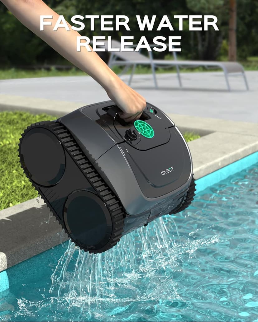 (2024 Upgrade) WYBOT C1 Robotic Pool Cleaner for In Ground Pools up to 65 FT in Length, 150mins Runtime, Cordless Pool Vaccum with Wall Climbing Function, Larger Top-Loading Filters Green