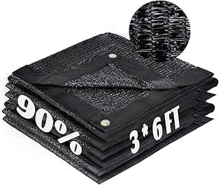 LOVE STORY 3x6FT 90% Black Garden Shade Cloth, Sun Shade Cover Net Mesh Tarp with Grommets, Sunblock Net for Garden,Greenhouse,Plants and Patio