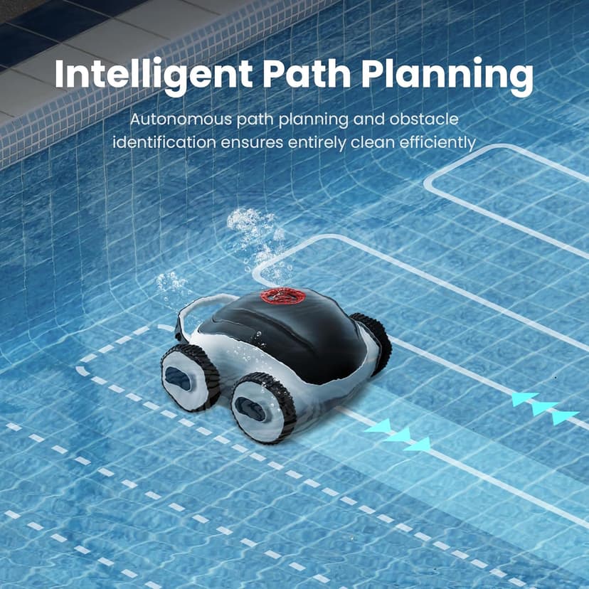 (2025 Upgrade)Higgsinno Cordless Robotic Pool Cleaner, Automatic Pool Robot Vacuum with App, Lasts up to 240 Mins, Ultra-fine Dual Filter Ideal for Above/In-Ground Pool up to 1,076 Sq.ft, ezSpirit 01