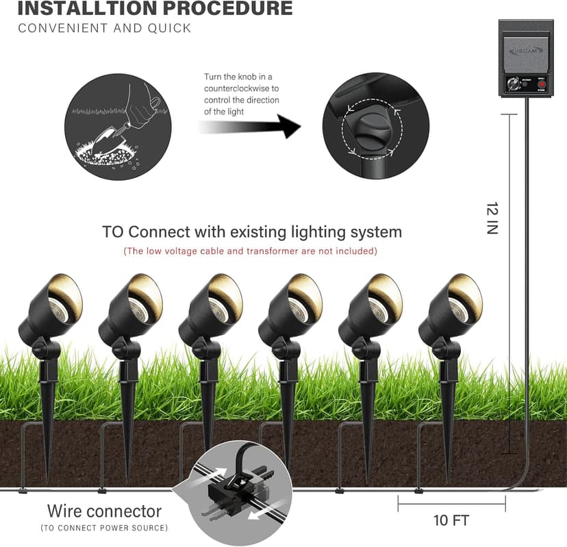 Malibu Low Voltage Landscape Lighting 20W Outdoor Spotlight Outdoor Weatherproof Lights for Low Voltage Landscape Lighting Floodlight Driveway, Yard, Lawn, Flood, Garden