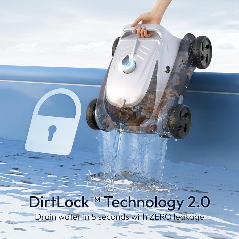 Bubot 500P Cordless Robotic Pool Cleaner, Pool Vacuum with Ultra-Strong Bluehole Suction, Dual Motors, DirtLock 2.0, Self-Parking, 140-Min Runtime for Above-Ground Flat Pools up to 1,076 Sq.Ft