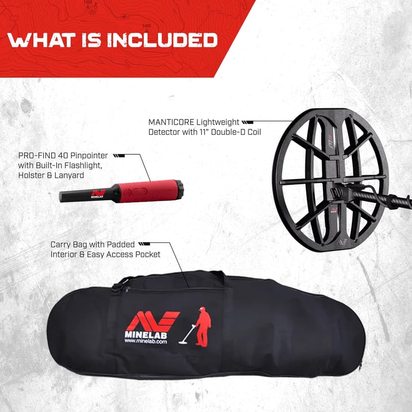 MINELAB MANTICORE Metal Detector Professional Bundle for Adults with PRO-FIND 40 Waterproof Pinpointer & Universal Metal Detector Carry Bag